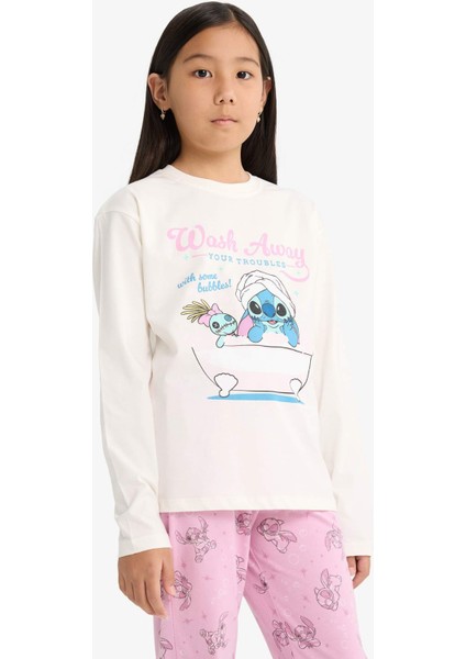 Kız Çocuk Disney Lilo & Stitch Pijama Takımı Uzun Kollu Üst Uzun Alt F7356A825AU fırsatları