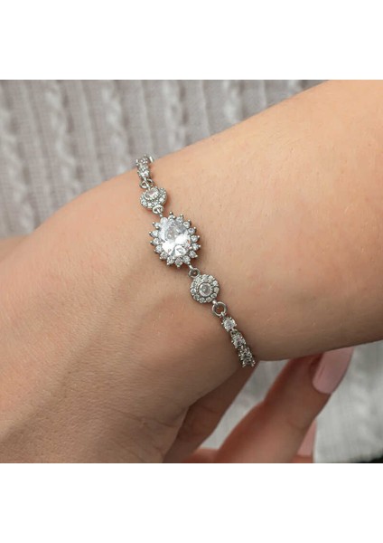 925 Ayar Gümüş Oval Su Yolu Kadın Bileklik T8769