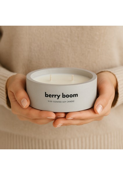 Dekoratif El Yapımı Yatay Mum : Çift Fitilli : Kokulu Soya Mum : Berry Boom fiyatları