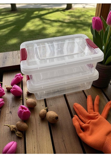 2'li Saklama Kabı / Şeffaf Dayanıklı Sızdırmaz Klips Kapaklı Yerden Tasarruf