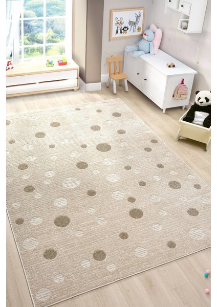 Yumuşak Puantiyeli Dokuma Halı Leke Tutmaz Bebek Odası Çocuk Odası Genç Odası Halısı Puantiye