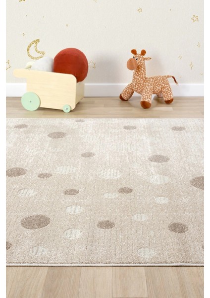 Yumuşak Puantiyeli Dokuma Halı Leke Tutmaz Bebek Odası Çocuk Odası Genç Odası Halısı Puantiye