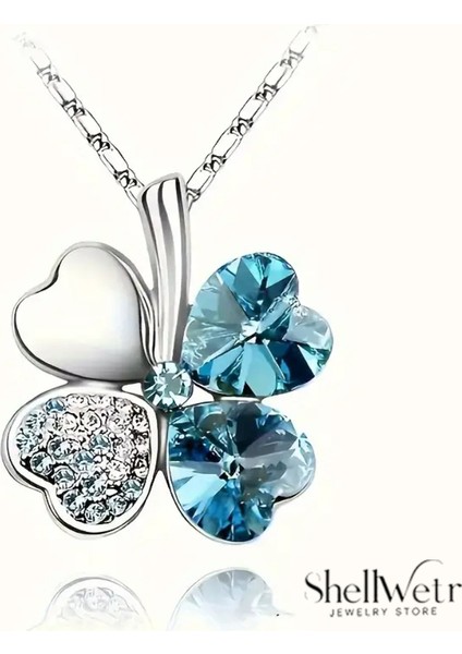 Blueclover 925 Gümüş Zincir Mavi Taşlı Yonca Kolye Sevdiklerinize Kendinize En Şanslı Kolye fiyatları