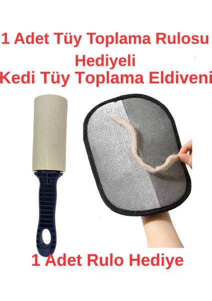 Kedi Tüy Toplama Eldiveni 1 Adet Rulo Hediyeli Köpek Tüy Toplama