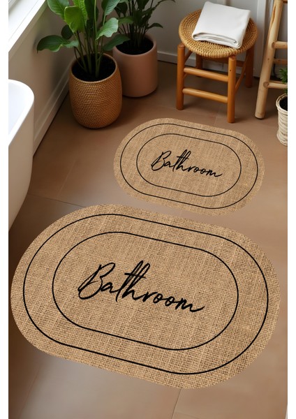 Dijital Baskı Hasır Desenli Modern Banyo Halısı Ikili Banyo PASPASI(40CMX60CM)VE(60CMX100CM) fiyatları