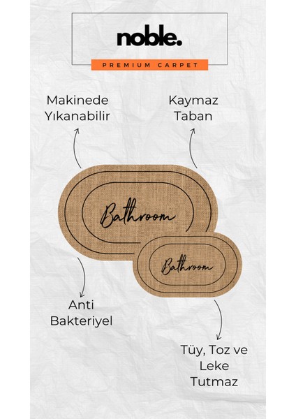 Dijital Baskı Hasır Desenli Modern Banyo Halısı Ikili Banyo PASPASI(40CMX60CM)VE(60CMX100CM) modelleri