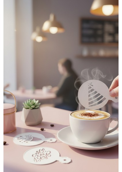 Kahve Şablonu, Kahve Süsleme Seti, Tatlı Süsleme Seti, 4'lü Set fiyatları