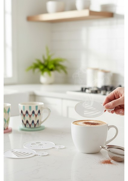 Kahve Şablonu, Kahve Süsleme Seti, Tatlı Süsleme Seti, 4'lü Set modelleri