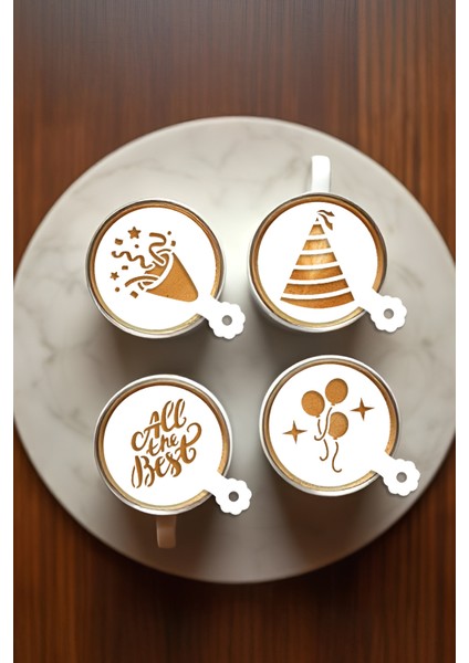 Kahve Şablonu, Kahve Süsleme Seti, Tatlı Süsleme Seti, 4'lü Set indirimleri