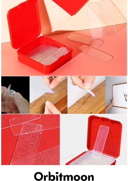 Premium Süper Güçlü Kolay Çıkarılabilir Yapışkan Çok Amaçlı 240 Parça Çift Taraflı Şeffaf Bant