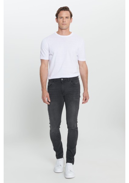 Erkek Antrasit Ekstra Slim Fit Dar Kesim Rıss Pamuklu Esnek Denim Jean Kot Pantolon fırsatları