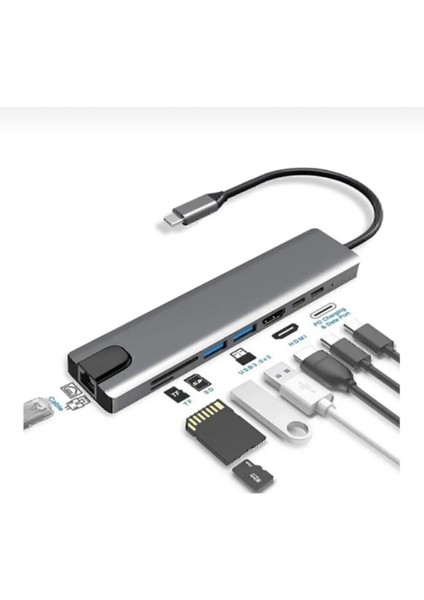 Macbook Pro Aır USB Type C Hub Dönüştürücü Çevirici Çoklayıcı Girişli 8 In 1 modelleri