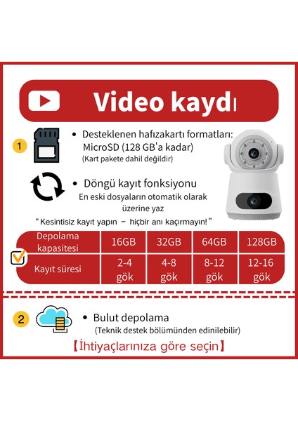 Wifi 4mp Iç ve Dış Mekan Güvenlik Kamerası, 360° Görüş, Gece Görüşlü modelleri