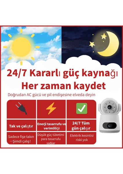 Wifi 4mp Iç ve Dış Mekan Güvenlik Kamerası, 360° Görüş, Gece Görüşlü fırsatları