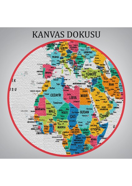 Türkçe Dünya Haritası Dekoratif Kanvas Tablo Son Derece DETAYLI-1628