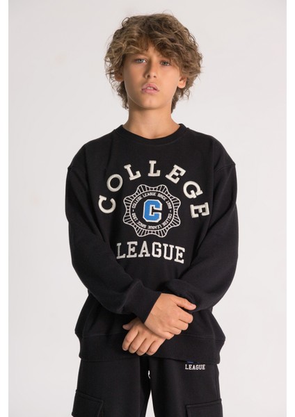 College League Baskılı Erkek Çocuk Eşofman Takımı Beli Lastikli Kargo Cepli modelleri