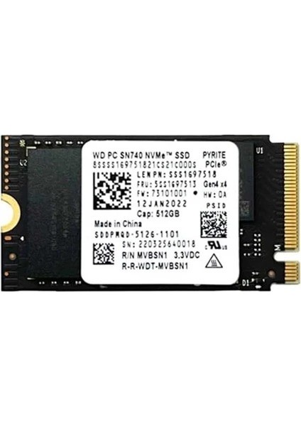 SN740 2242 512 GB Pcıe 4.0 Nvme M.2 5150-4850MB/S SSD (Kutusuz)