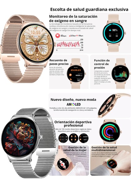 Op Po Reno 13 Uyumlu Su Geçirmez Akıllı Saat Metal Kordon Amoled Ekran 1.43 Inç modelleri