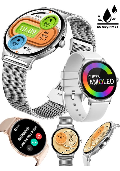 Xiamoi Mix Fold 4 Uyumlu Su Geçirmez Akıllı Saat Metal Kordon Amoled Ekran 1.43 Inç