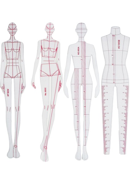 7’li Mini Moda Cetveli Seti – Kumaş Tasarımı, Konfeksiyon ve Prototip Çizim Şablonu modelleri