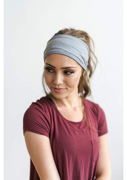 Paraşüt Bandana Sade Düz Renk Pamuklu Kumaş Lastikli Gri fiyatları