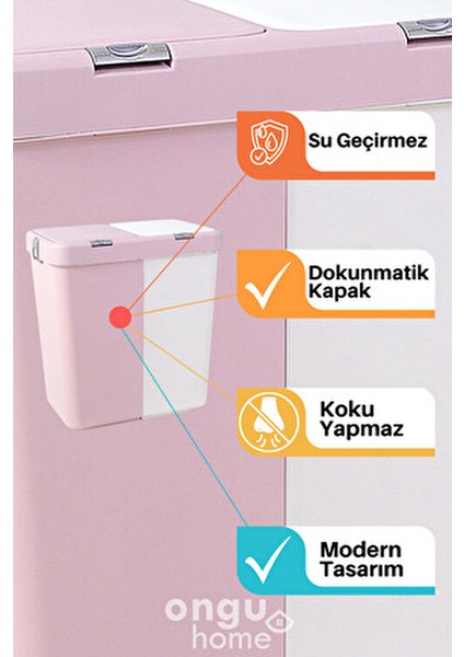 İkili Kirli Sepeti Dokunmatik Pembe Çamaşır Sepeti - 80 lt fiyatları