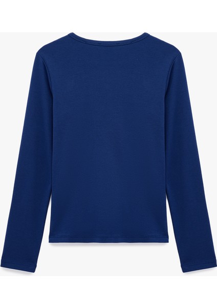 Pamuklu Uzun Kollu Bisiklet Yaka Basic Tişört fiyatları