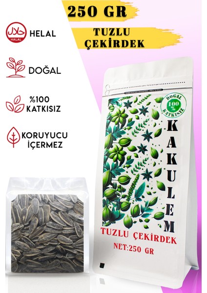 Sertifikalı Kavrulmuş Iri Boy Tuzlu Ay Çekirdeği 250 gr