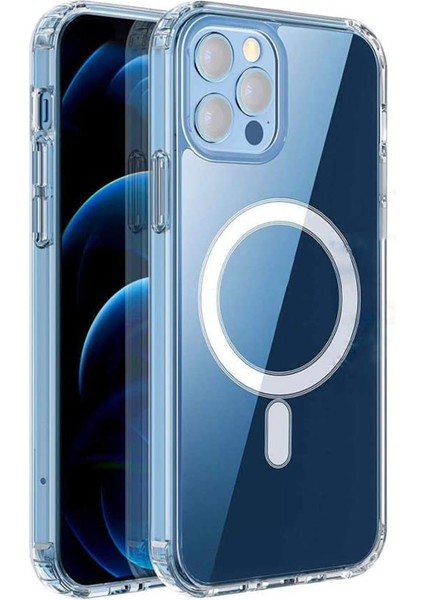 iPhone 12 Pro Magsafe Uyumlu Kamera Korumalı Şeffaf Silikon Kılıf