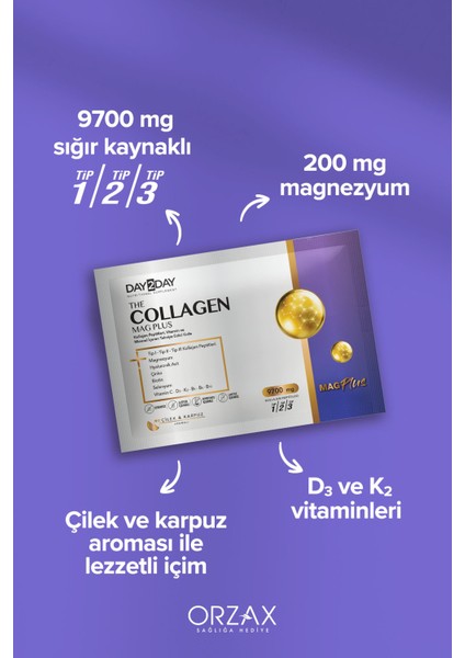 The Collagen Mag Plus 30 Şase Çilek Karpuz Aromalı Tip 1-2-3 Kolajen ve Vitamin Mineral Takviyesi fırsatları