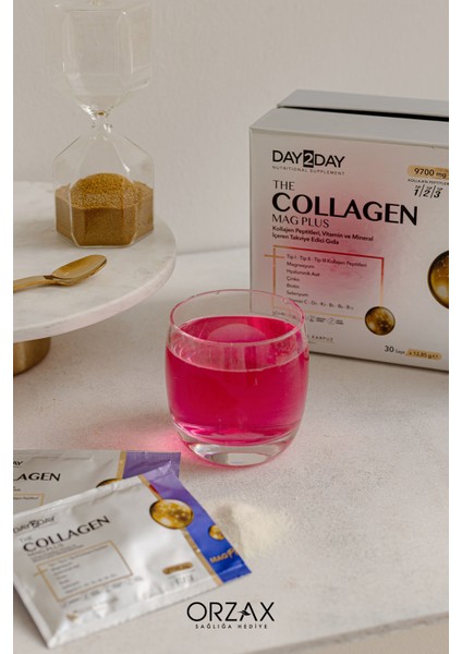 The Collagen Mag Plus 30 Şase Çilek Karpuz Aromalı Tip 1-2-3 Kolajen ve Vitamin Mineral Takviyesi