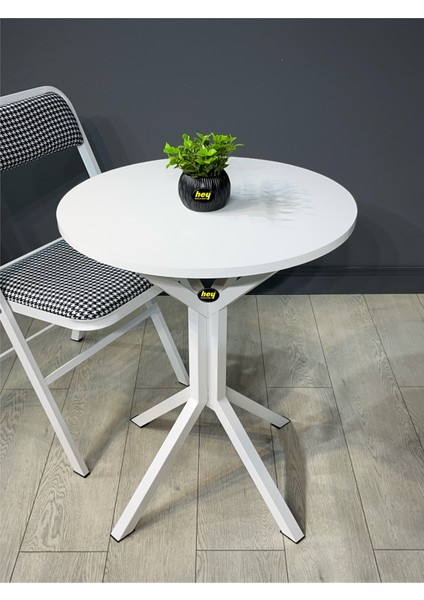 Mercan 4 Kişilik Yuvarlak Mutfak Yemek Masası Takımı 4+1 Beyaz Kazayağı Kumaş 60 cm indirimleri