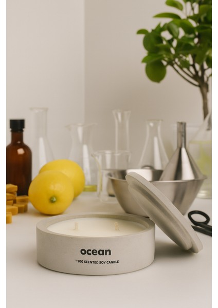 Dekoratif El Yapımı Yatay Mum : Çift Fitilli : Kokulu Soya Mum : Ocean