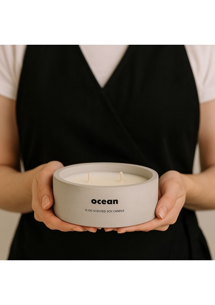 Dekoratif El Yapımı Yatay Mum : Çift Fitilli : Kokulu Soya Mum : Ocean fiyatları