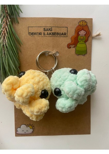 2'li Pofuduk Ahtapot Figürlü Amigurumi Anahtarlık Seti