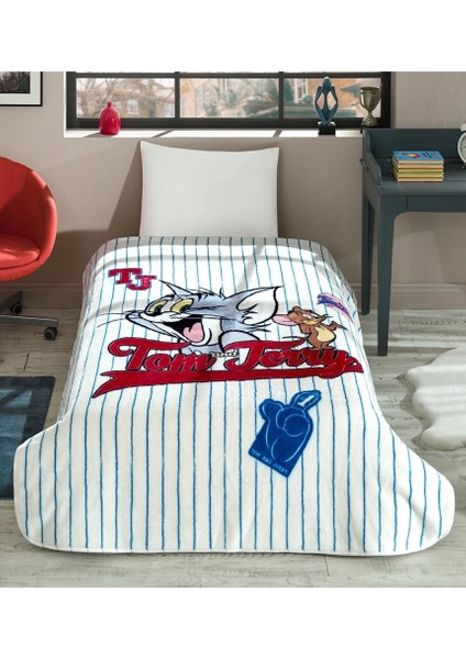 Lisanslı Tek Kişilik Çocuk Battaniye (155X215)-TOM ve Jerry Mavi fiyatları