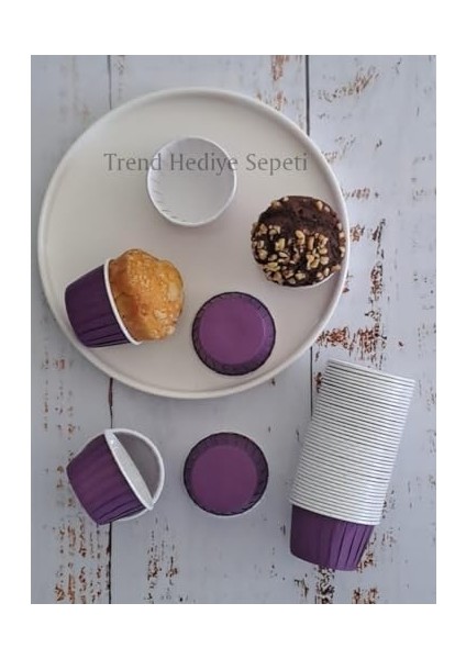 Hediye Sepeti 50'li Mor Muffin Kek Kalıbı, Kek Kapsülü Cupcake Kalıbı, Airfryer Uyumlu fiyatları