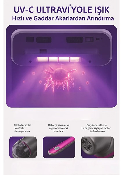 Kablosuz Yatak Akar Sökücü | Uv Sterilizasyonlu, Güçlü Emişli, Sessiz Kullanım – 12V 4500MAH fiyatları