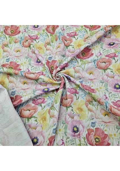 Baskılı %100 Pamuk 2 Katlı Gri Krinkıl Müslin Kumaş | Desen 4