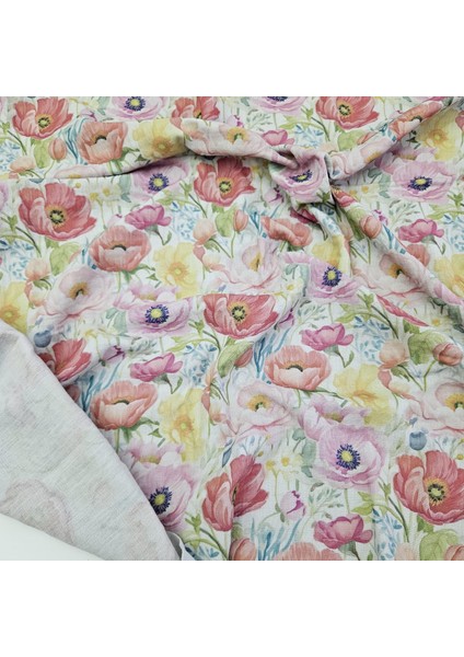 Baskılı %100 Pamuk 2 Katlı Gri Krinkıl Müslin Kumaş | Desen 4 fiyatları