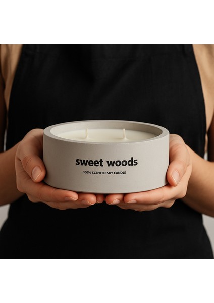 Dekoratif El Yapımı Yatay Mum : Çift Fitilli : Kokulu Soya Mum : Sweet Woods fiyatları