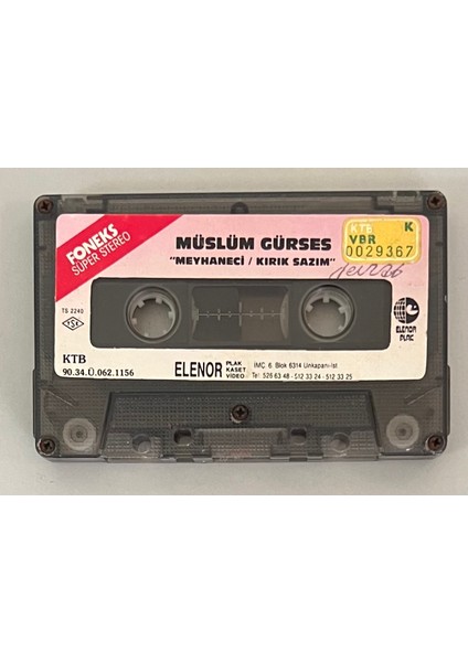 Müslüm Gürses Meyhaneci / Kırık Sazım Kaset (Kartonet Yoktur Sadece Kasettir (Orjnal Dönem Baskı Kaset)