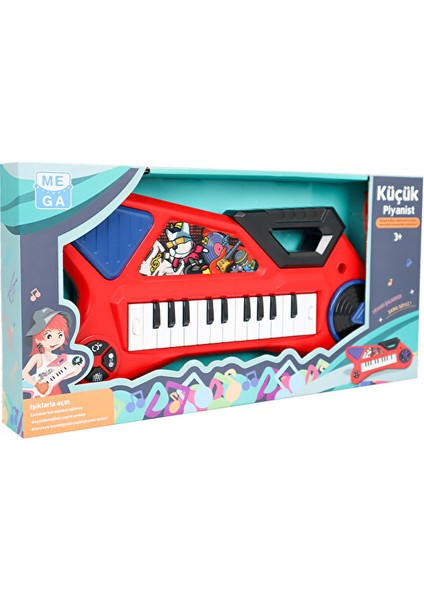 Mega Küçük Piyanist 22 Tuşlu Piyano 24805 Kırmızı