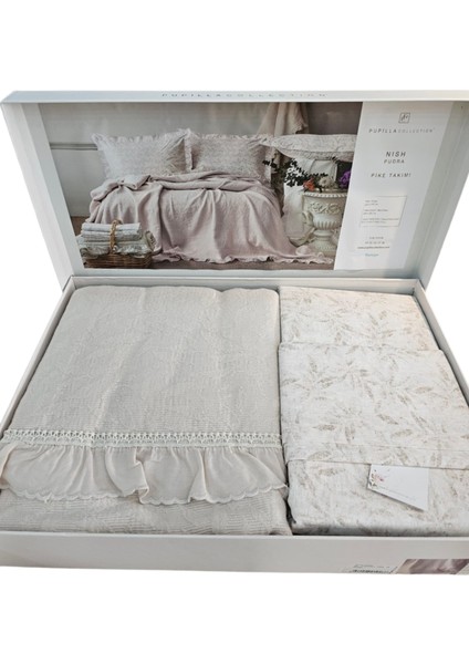 Pupilla Home Nısh Fırfırlı pike Takımı PUDRa fiyatları