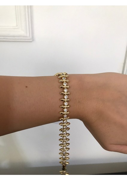 Çivi Model Gold Taşlı Parlak Kadın Bileklik – Şık, Zarif ve Modern Takı fiyatları