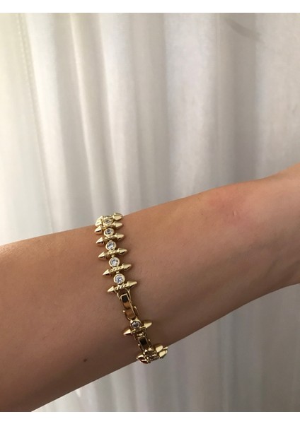 Çivi Model Gold Taşlı Parlak Kadın Bileklik – Şık, Zarif ve Modern Takı fırsatları