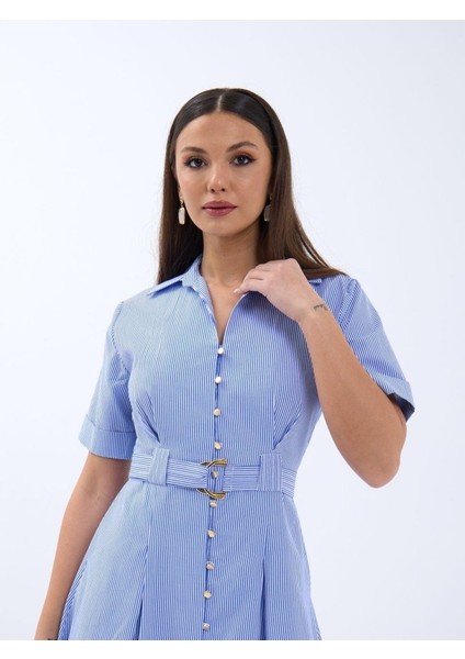 6948 Elbise-Mavi Beyaz Çizgili fırsatları