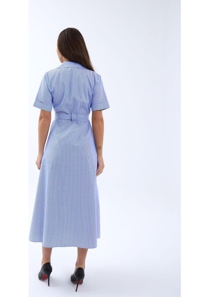 6948 Elbise-Mavi Beyaz Çizgili indirimleri