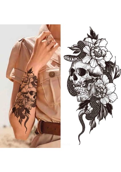 Kuru Kafa ve Çiçek Figürlü Geçici Karışık Dövme fırsatları