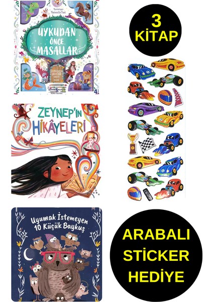 Arabalı Sticker Hediyeli - Okul Öncesi Resimli Kitaplar - Zeynep'in Hikayeleri - 10 Küçük Baykuş
